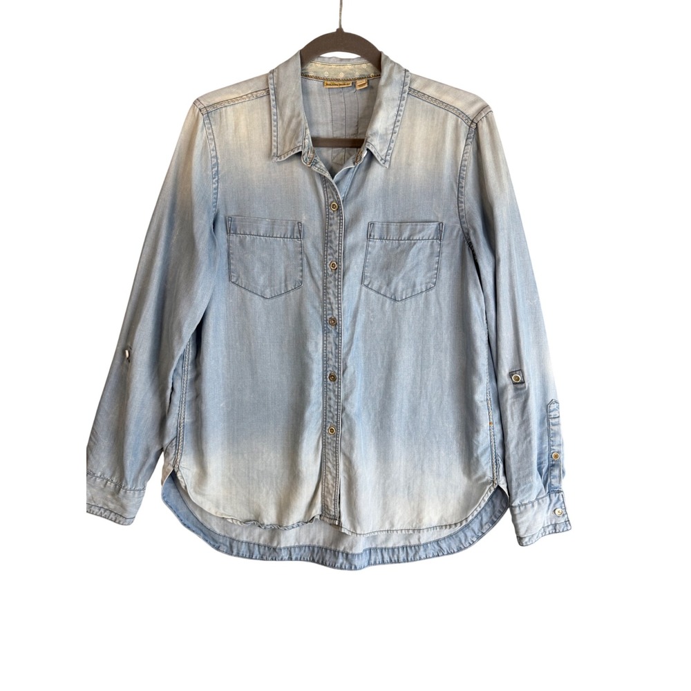 Holding Horses Anthropologie Chambray Button Down Shirt S Light Blue‎ Denim Top